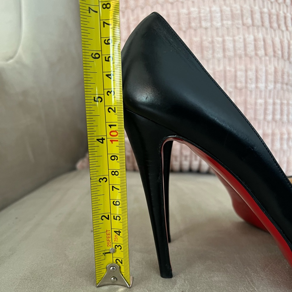 Black Classic Christian Louboutin Yoyo Zappa Calf Peep Toe Pumps Size 41.5 - Picture 7 of 9